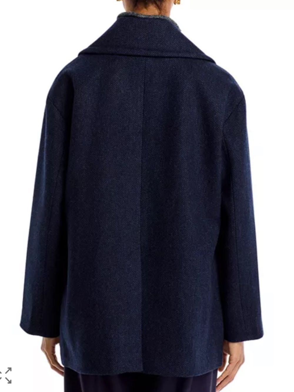 Aqua Navy Blue Double-Breasted Wool Blend Coat with Gold Buttons Sz M NWT - Picture 3 of 6